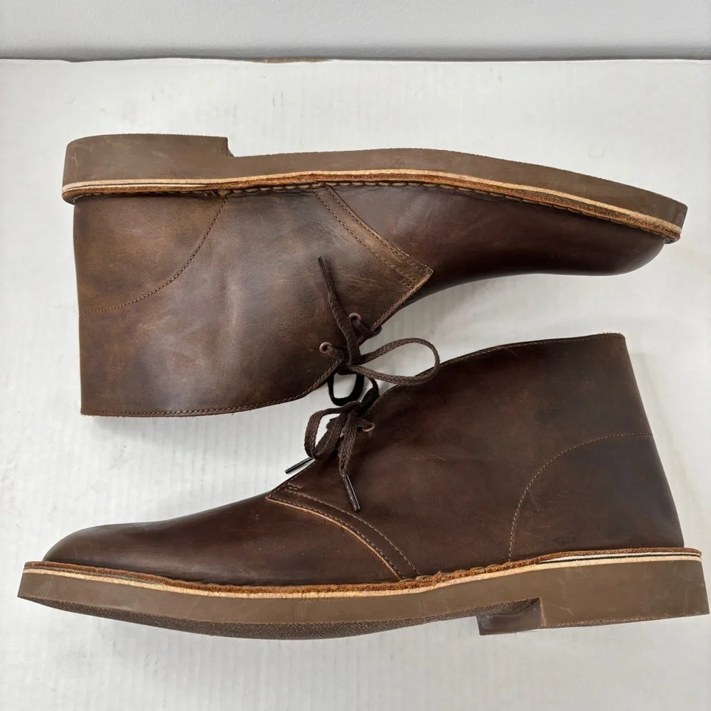 Clarks Bushacre 2 Chukka Boots Men's Size 15 Brown Leather Cushion Comfort  NEW